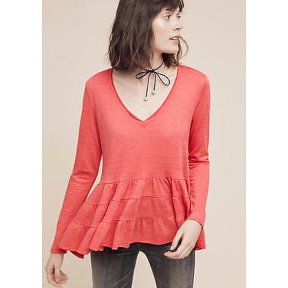 Anthropologie Deletta Thea Ruffled Peplum Top - Picture 3 of 7